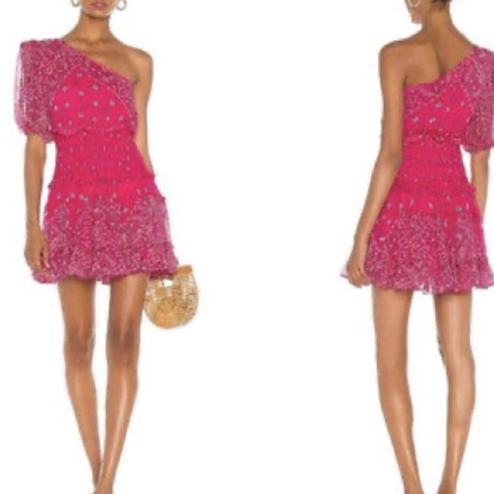 Rococo Sand One Shoulder Pink Paisley Smocked Mini Dressβ Size S - Picture 10 of 10